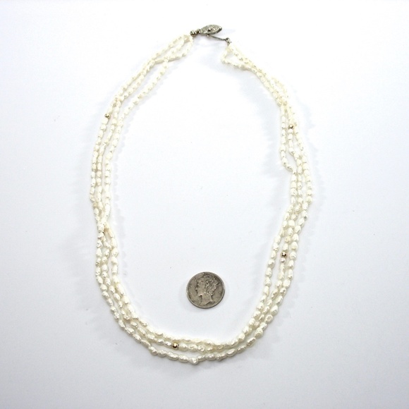 Freshwater Pearl Necklace, Multi Strands, White - Picture 5 of 9